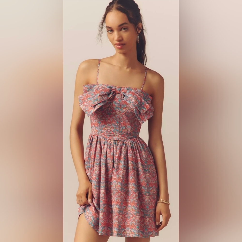 Love The Label Anthropologie Dolcia Sleeveless Bow A-Line Mini Dress